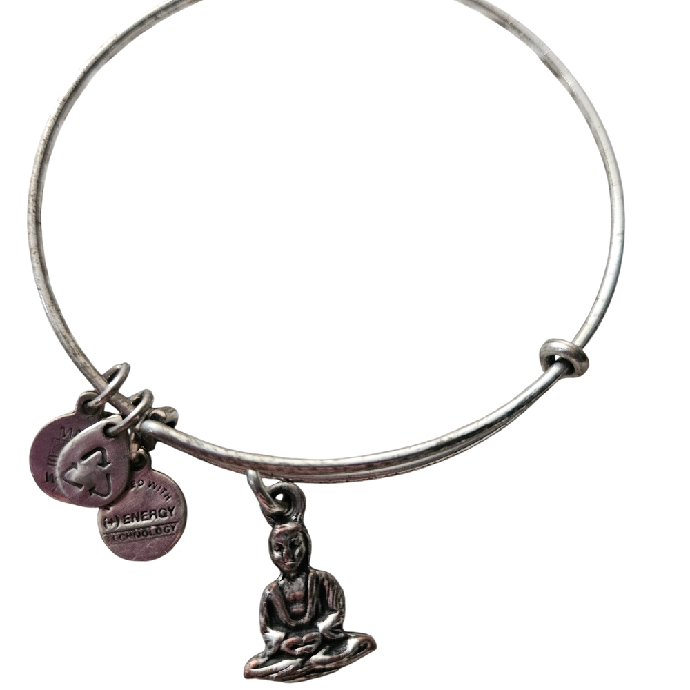 Alex and Ani " Buddha Silver Tone " Charm Bangle Bracelet